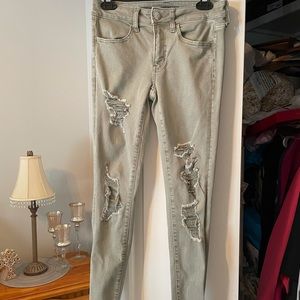 American Eagle Distressed Olive Jeggings